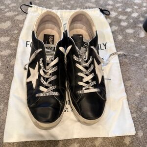 Golden Goose Super Star Low Top Black Leather Sneaker Size EU 40